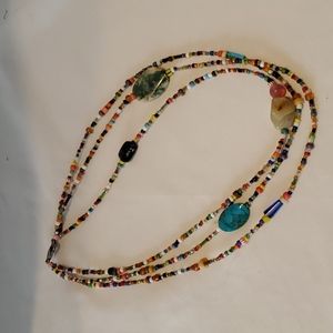 Multi bead three strand necklace